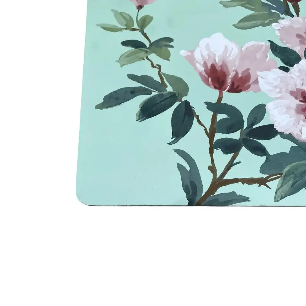 Laura Ashley Blossom Branch Cork Placemats Pink Green Floral 12x16 Set of 4 NEW